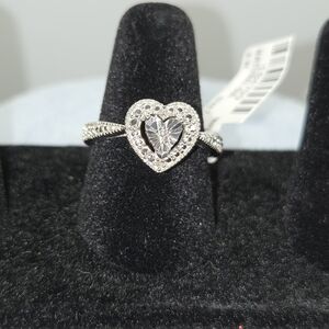 Dazzling 925 Sterling Silver Heart Diamond Ring